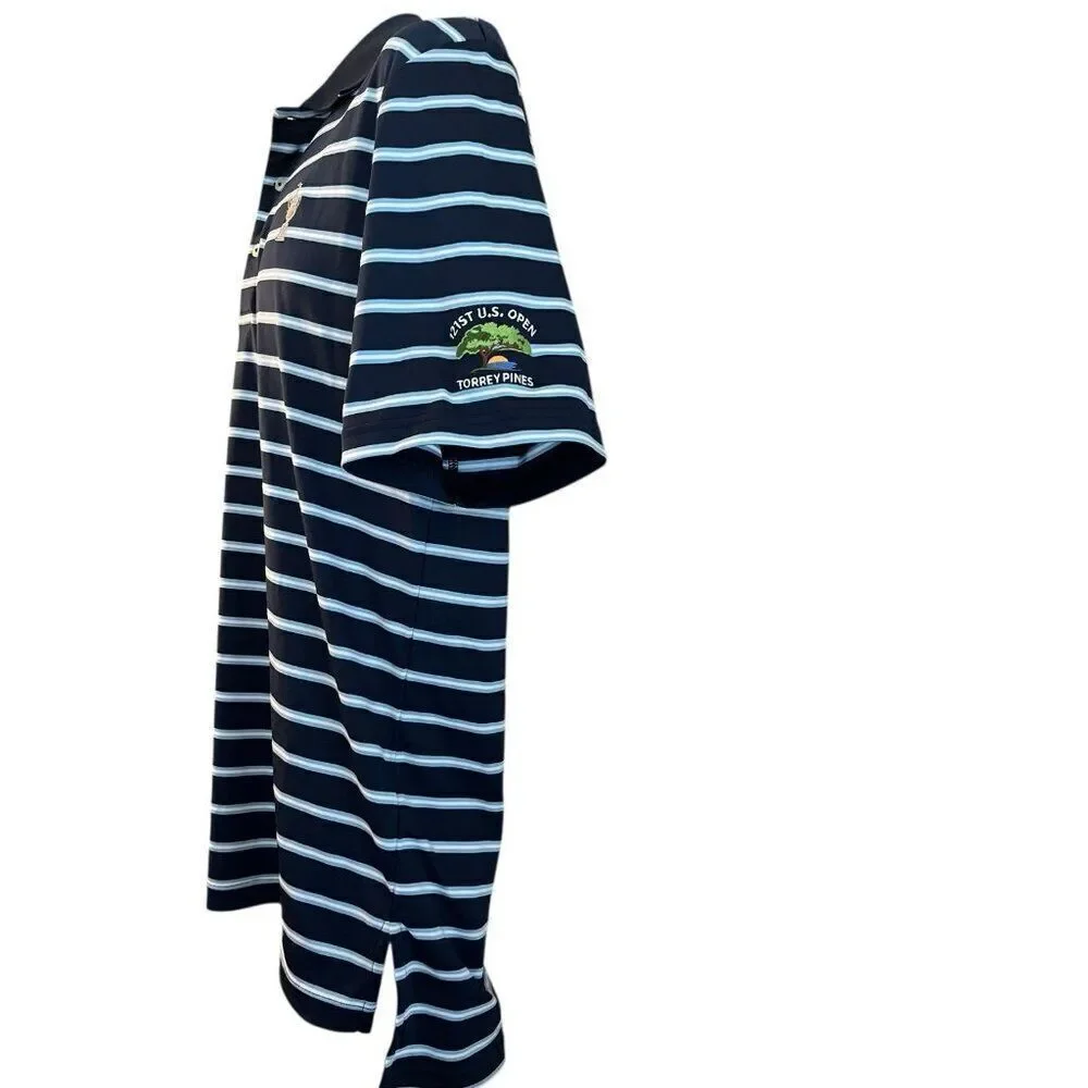 Ralph Lauren US Open 121ST Torrey Pines Medium Striped Polo Golf Shirt Trophy